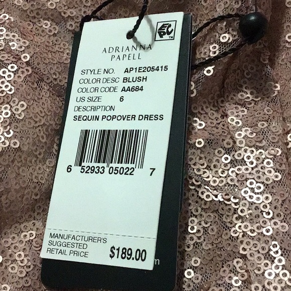 Adrianna papell sequin popover blush dress gown - Picture 4 of 4